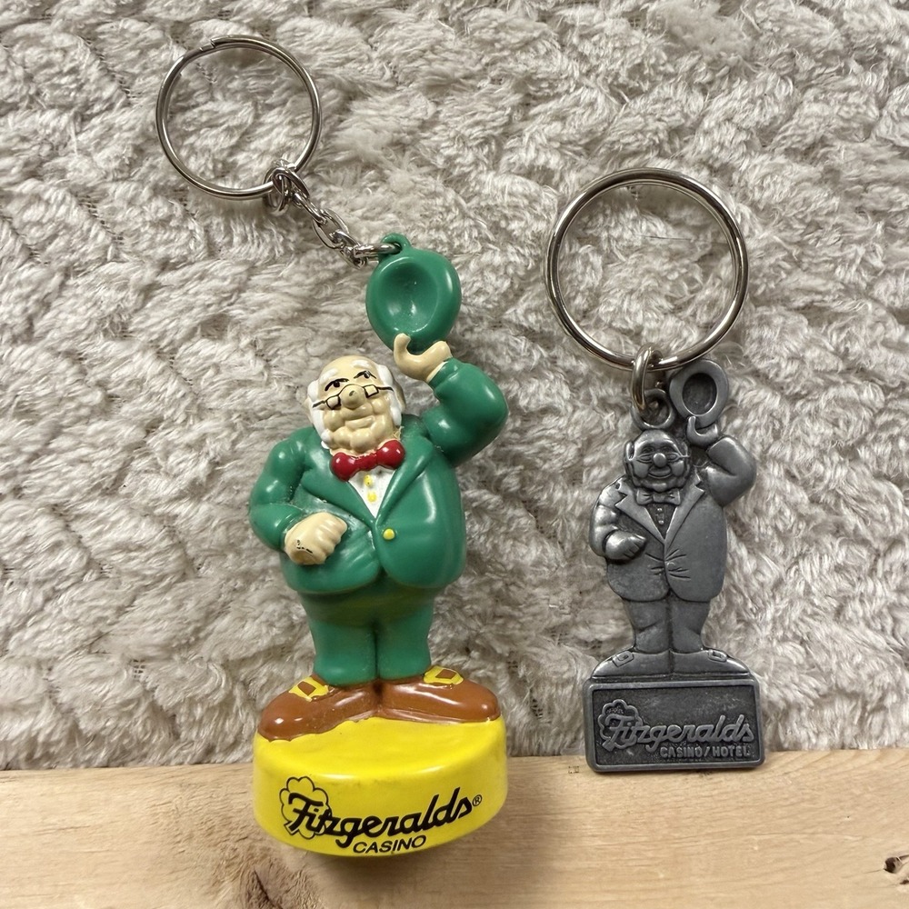 Vintage Las Vegas Fitzgeralds Casino Mr. O'Lucky Figurine Keychain FOB Souvenir